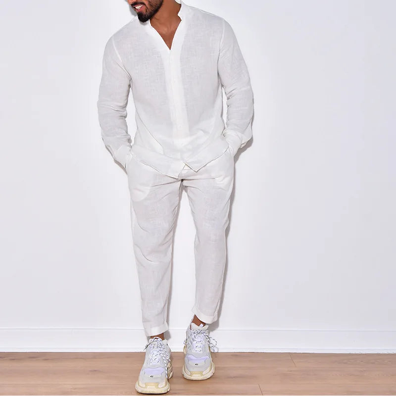 Completo da uomo in cotone camicia e pantalone - The Urban Chic
