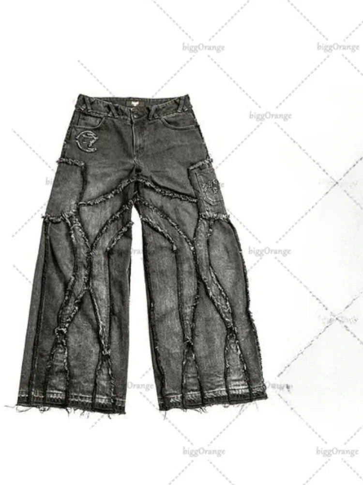 Jeans larghi strappati Street Wear Y2K Punk Hip Hop T - The Urban Chic